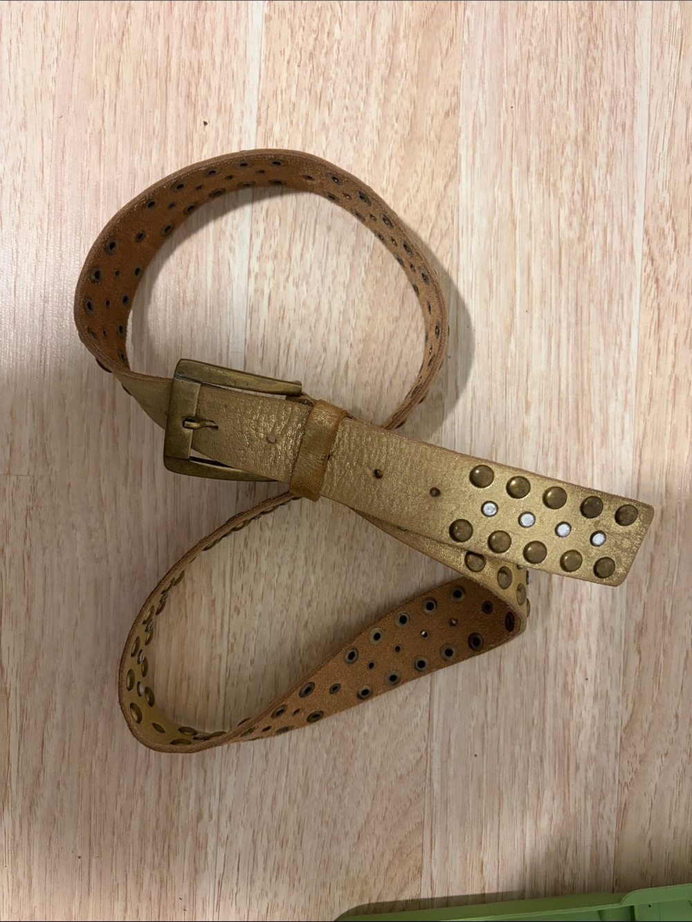 Calvin Klein Gold Studded Leather Belt Leather XL